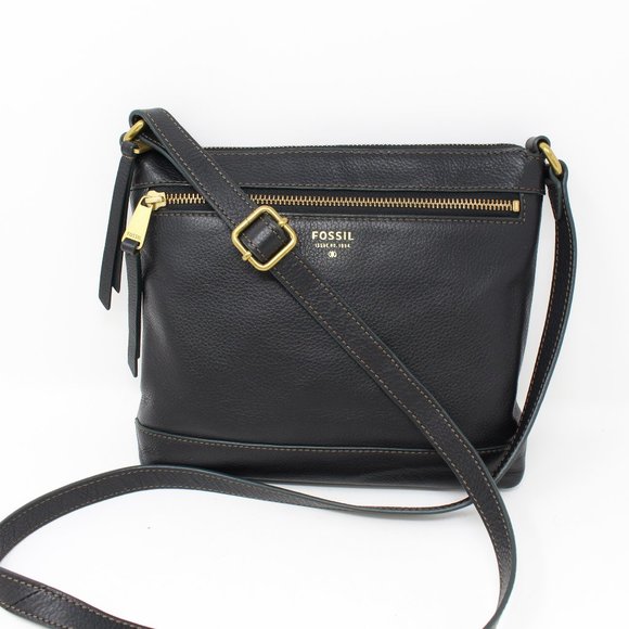 Fossil Bags Fossil Mini Piper Pebbled Leather Crossbody Black